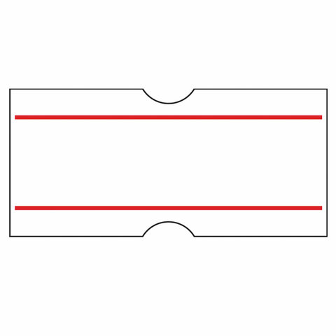 Этикет-лента 21х12 мм, прямоугольная, белая с красной полосой, комплект 5 рулонов по 600 шт., BRAUBERG, 123568