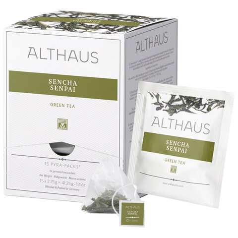 Чай ALTHAUS "Sencha Senpai" зеленый, 15 пирамидок по 2,75 г, ГЕРМАНИЯ, TALTHL-P00005