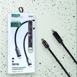 Кабель USB MRM PD87L USB Type-C-L, длина 1000мм, ток 3.1А, мощность 20Вт, с дисплеем, черный / Удобство и контроль зарядки для современных устройств