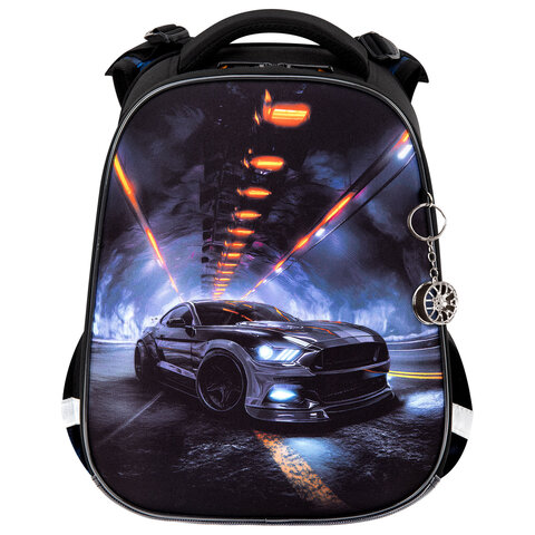 Ранец BRAUBERG ORIGINAL, 2 отделения, с брелком, "Tunnel car", 38х29х16 см, 274406