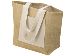 Сумка Jute джутовая с широким дном и карманом, Цвет натуральный