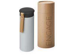 Вакуумный термос «Engage»,тубус, 450 мл, Цвет средне-серый, коричневый