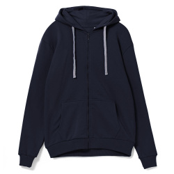Толстовка на молнии с капюшоном Unit Siverga, темно-синяя, XS–4XL