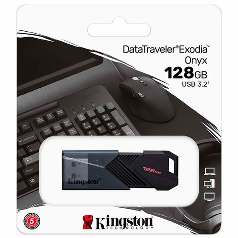 Флеш-диск 128 GB KINGSTON DataTraveler Exodia Onyx, разъем USB 3.2, черный, DTXON/128GB