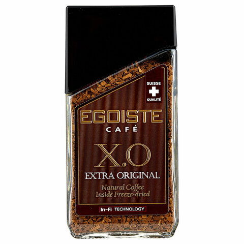 Кофе молотый в растворимом EGOISTE "X.O", 100 г, стеклянная банка, сублимированный, ШВЕЙЦАРИЯ, EG10009008