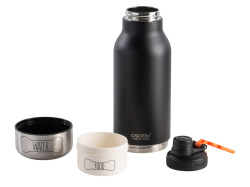 Вакуумный термос «Buddy» 3-в-1 со съемными мисками для питомцев, 1000 мл, Цвет черный