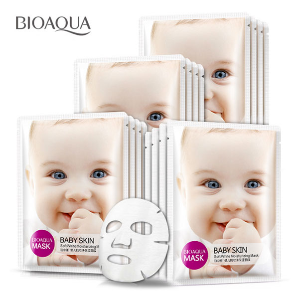 Тканевая освежающая маска для упругости кожи с коллагеном BioAqua Baby Skin "Soft White Moisturizing