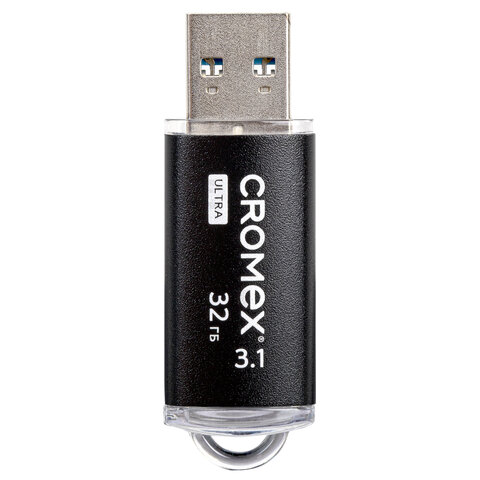 Флеш-диск 32 GB, CROMEX (КРОМЕКС) Ultra USB 3.1, металлический корпус, черный, 514163