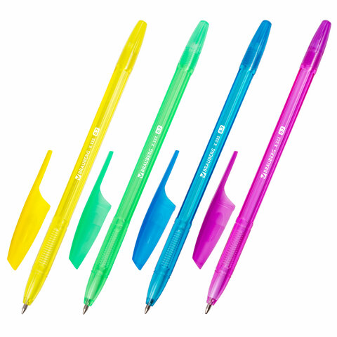 Ручка шариковая BRAUBERG "X-333 NEON", 12+1 В ПОДАРОК!, синяя, КОМПЛЕКТ 13 шт., узел 0,7 мм, линия 0,35 мм, 144250