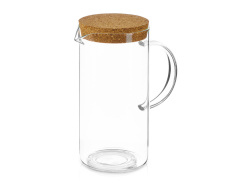 Стеклянный кувшин с крышкой из пробки «Fiz», Цвет прозрачный, бежевый