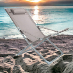 Складной туристический шезлонг, серый / Прочный портативный кемпинговый стул