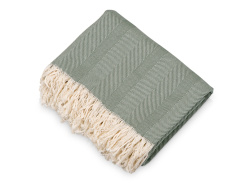 Плед «Hild» из натурального хлопка, Цвет темно-зеленый