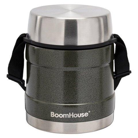 Термос 1 л для еды/напитков с широким горлом, BOOMHOUSE (БУМХАУС) RIBBED, контейнер, нержавеющая сталь SUS304, 700322