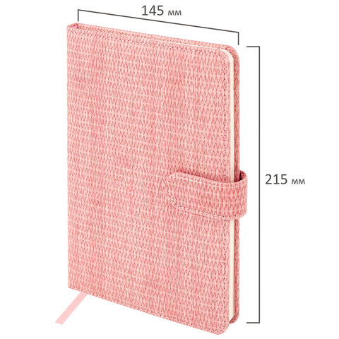 Еженедельник датированный 2025 А5 145х215 мм BRAUBERG "Augustus", под кожу, розовый, 115954