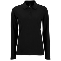 Рубашка поло женская с длинным рукавом Perfect LSL Women, черная, S–XXL
