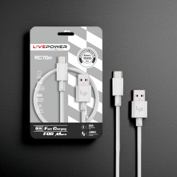 Кабель USB RC70 Micro, мощность 20W, ток 6А, 1000мм, белый
