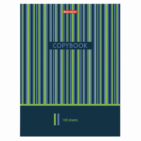 Тетрадь на кольцах БОЛЬШАЯ А4 (225х300 мм), 100 листов, твердый картон, клетка, BRAUBERG, Полосы, 403273