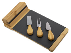 Набор для сыра из бамбука и сланца «Taleggio», Цвет светло-коричневый