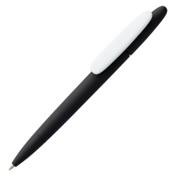Ручка шариковая Prodir DS5 TRR-P Soft Touch, черная с белым, 14,4х1,1 см