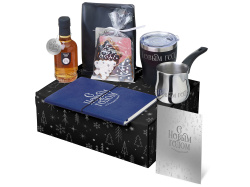 Подарочный набор «Re:Routine» с туркой, термокружкой и кофе, Цвет синий