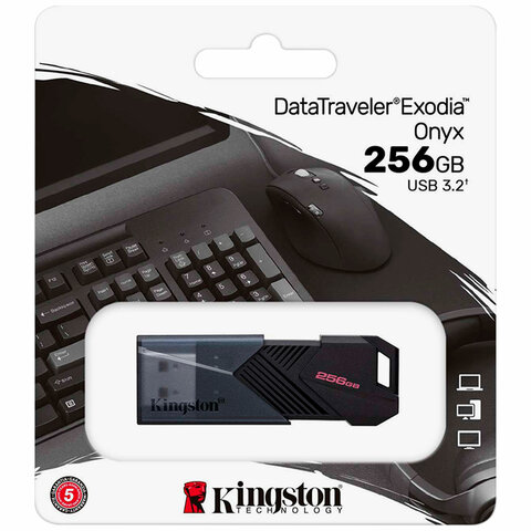 Флеш-диск 256 GB KINGSTON DataTraveler Exodia Onyx, разъем USB 3.2, черный, DTXON/256GB