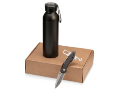 Подарочный набор с бутылкой для воды и ножом «Tourist», Цвет черный