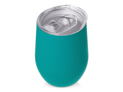Вакуумная термокружка «Sense Gum», непротекаемая крышка, soft-touch, Цвет бирюзовый