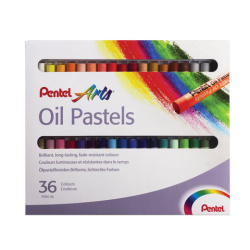 Пастель масляная художественная PENTEL "Oil Pastels", 36 цветов, круглое сечение, картонная упаковка, PHN4-36