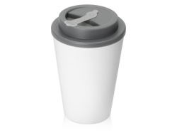 Пластиковый стакан с двойными стенками «Take away», Цвет белый/серый
