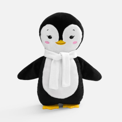 Мягкая игрушка Beastie Toys, пингвиненок с белым шарфом, 21,5х9,5 см