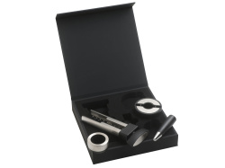 Подарочный набор аксессуаров для вина «Distinct», Цвет черный/серебристый