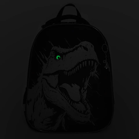 Ранец BRAUBERG SHINY, 2 отделения, с брелком, Scary dino, СВЕТЯЩИЙСЯ РИСУНОК, 38х28х14 см, 273143