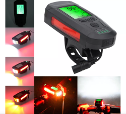 Велокомпьютер AS0808 + 2LED + фара, звонок