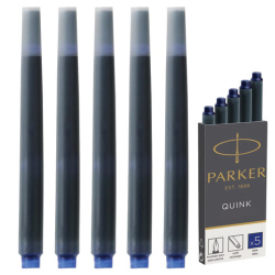 Картриджи чернильные PARKER "Cartridge Quink", КОМПЛЕКТ 5 штук, синие, 1950384