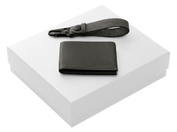 Подарочный набор Long River: кошелек, ремешок для ключей, Размер С лого, Цвет черный/белый