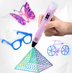 3D ручка 3Dpen-2 для создания объемных изображений с LCD-дисплеем + 1 рулон ABS-пластика в комплекте, набор для детей