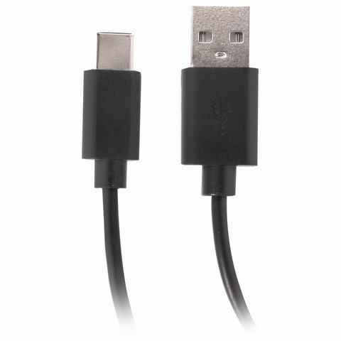 Кабель USB 2.0-Type-C, 1 м, SONNEN, медь, для передачи данных и зарядки, черный, 513117