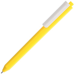 Ручка шариковая Pigra P03 Mat, желтая с белым, 14x1,1 см