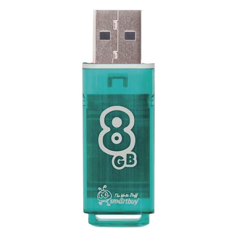 Флеш-диск 8 GB, SMARTBUY Glossy, USB 2.0, зеленый, SB8GBGS-G