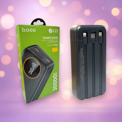 Внешний аккумулятор Hoco J222, 30000mAh, разъемы USB и Type-C, черный / Мощный заряд для трех устройств одновременно