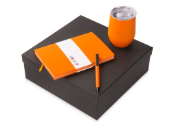 Подарочный набор «COLOR IT» c блокнотом, ручкой и термокружкой, Размер гибкая обложка, Цвет оранжевый