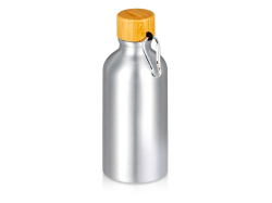 Бутылка «Hip S Bamboo» с карабином, 400 мл, Цвет серебристый