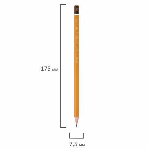 Карандаш чернографитный KOH-I-NOOR 1500, 1 шт., 2H, корпус желтый, заточенный, 150002H01170RU