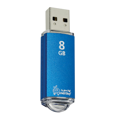 Флеш-диск 8 GB, SMARTBUY V-Cut, USB 2.0, металлический корпус, синий, SB8GBVC-B