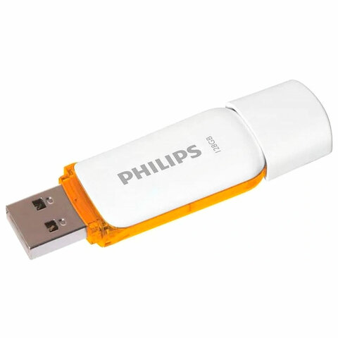 Флеш-диск 128 GB PHILIPS SNOW, разъем USB 2.0, желтый, FM12FD70B/97