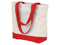 Сумка для шоппинга «Cotton» из переработанного хлопка, 280 г/м2, Цвет натуральный/красный