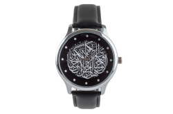 Кварцевые часы "Аль-курси" на классическом чёрном ремешке из натуральной кожи