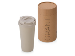 Вакуумная термокружка «Grant», soft-touch, тубус, Цвет бежевый