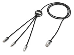 Кабель 3-в-1 с подсветкой логотипа «Ion», Цвет черный, серый