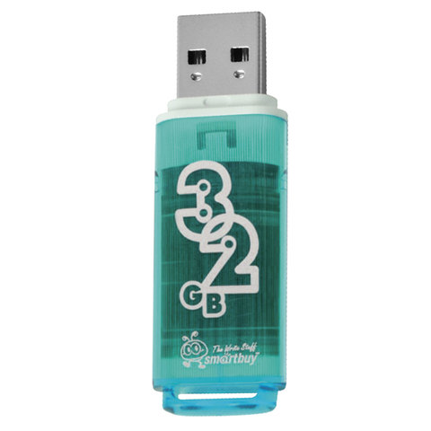 Флеш-диск 32 GB, SMARTBUY Glossy, USB 2.0, зеленый, SB32GBGS-G